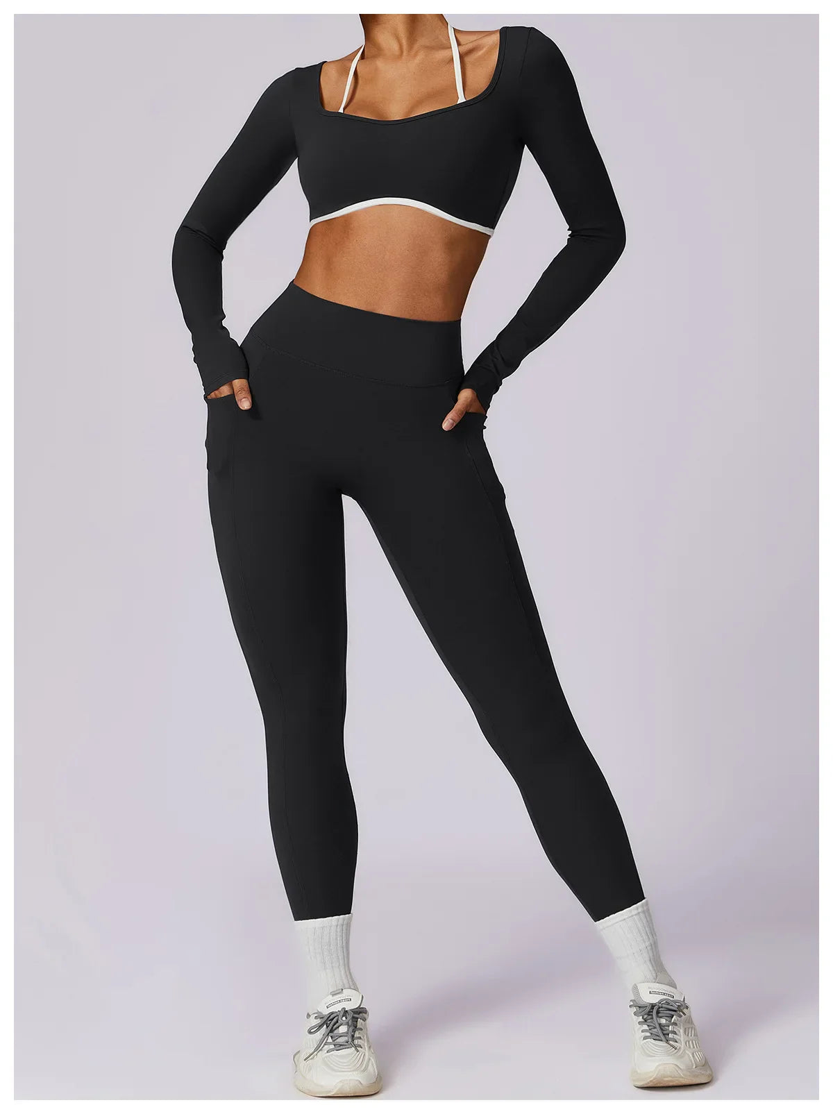 Elevé Back – Contrast Open Back Long Sleeve
