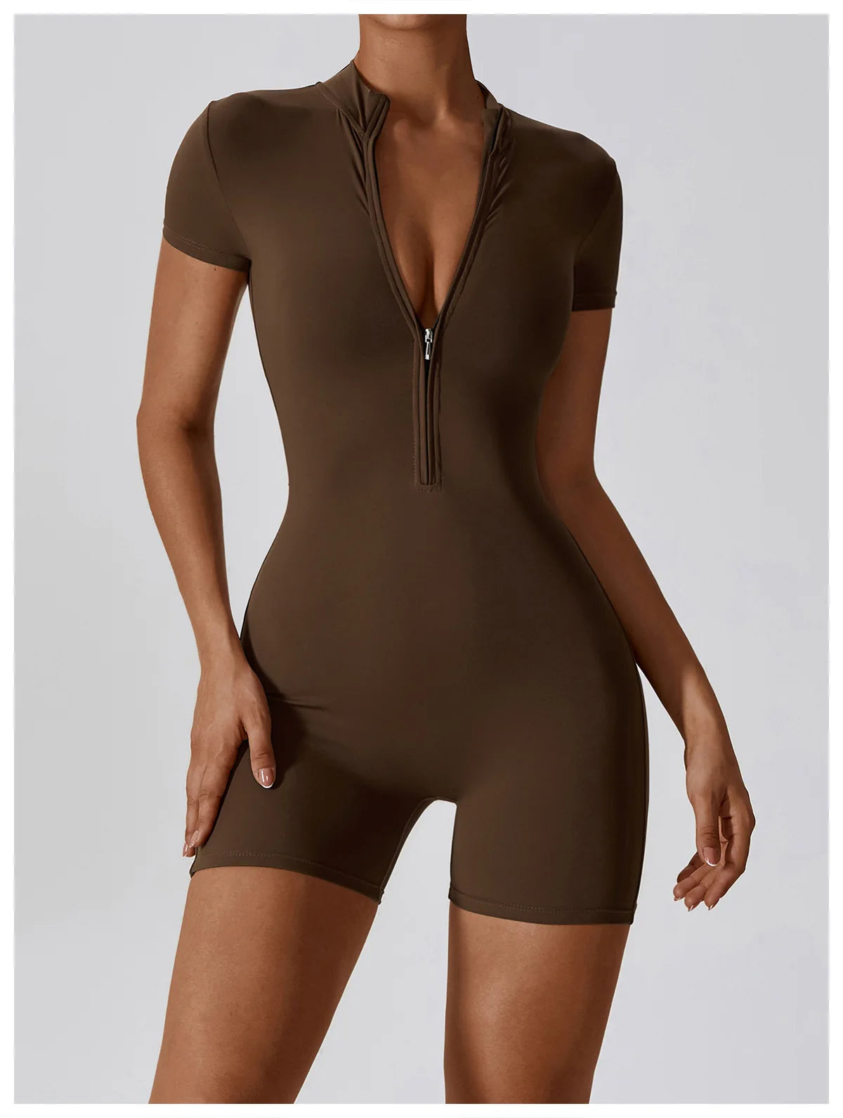 SculptZip Suit – Short Sleeve Zip-Up One Piece