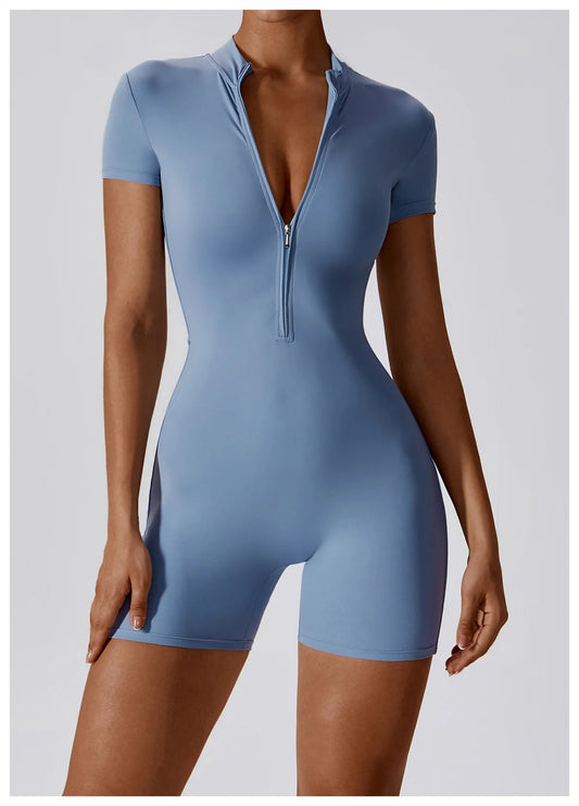SculptZip Suit – Short Sleeve Zip-Up One Piece