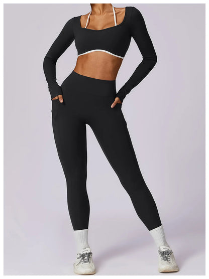 Elevé Back – Contrast Open Back Long Sleeve