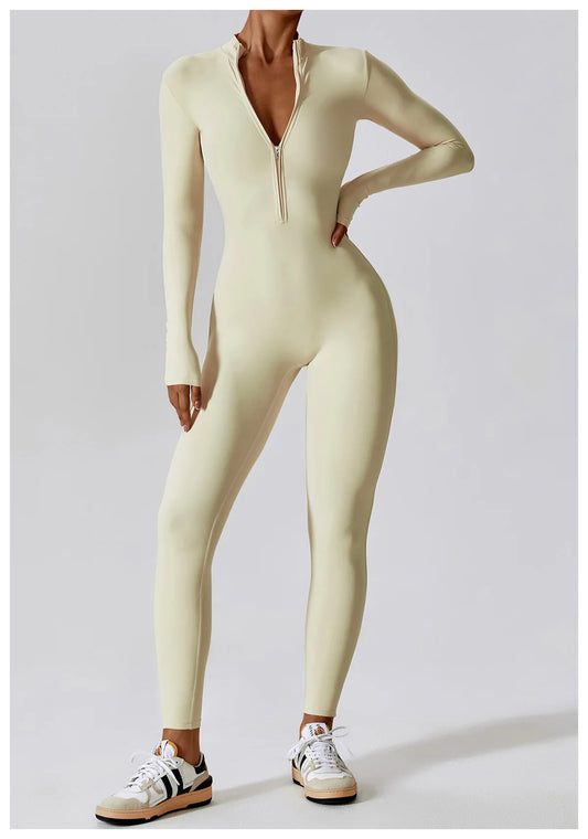 Ease-Sculpting Zip Suit Lunar Vanilla